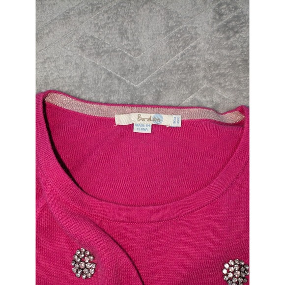 Boden‎ Bright Pink Embellished Rhinestones Pullover Sweater Cashmere Blend Sz 10 - Picture 12 of 12